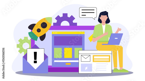 Title Website design project management. Ideal for web development, project management, design, teamwork, collaboration, technology, website building, UI/UX projects.