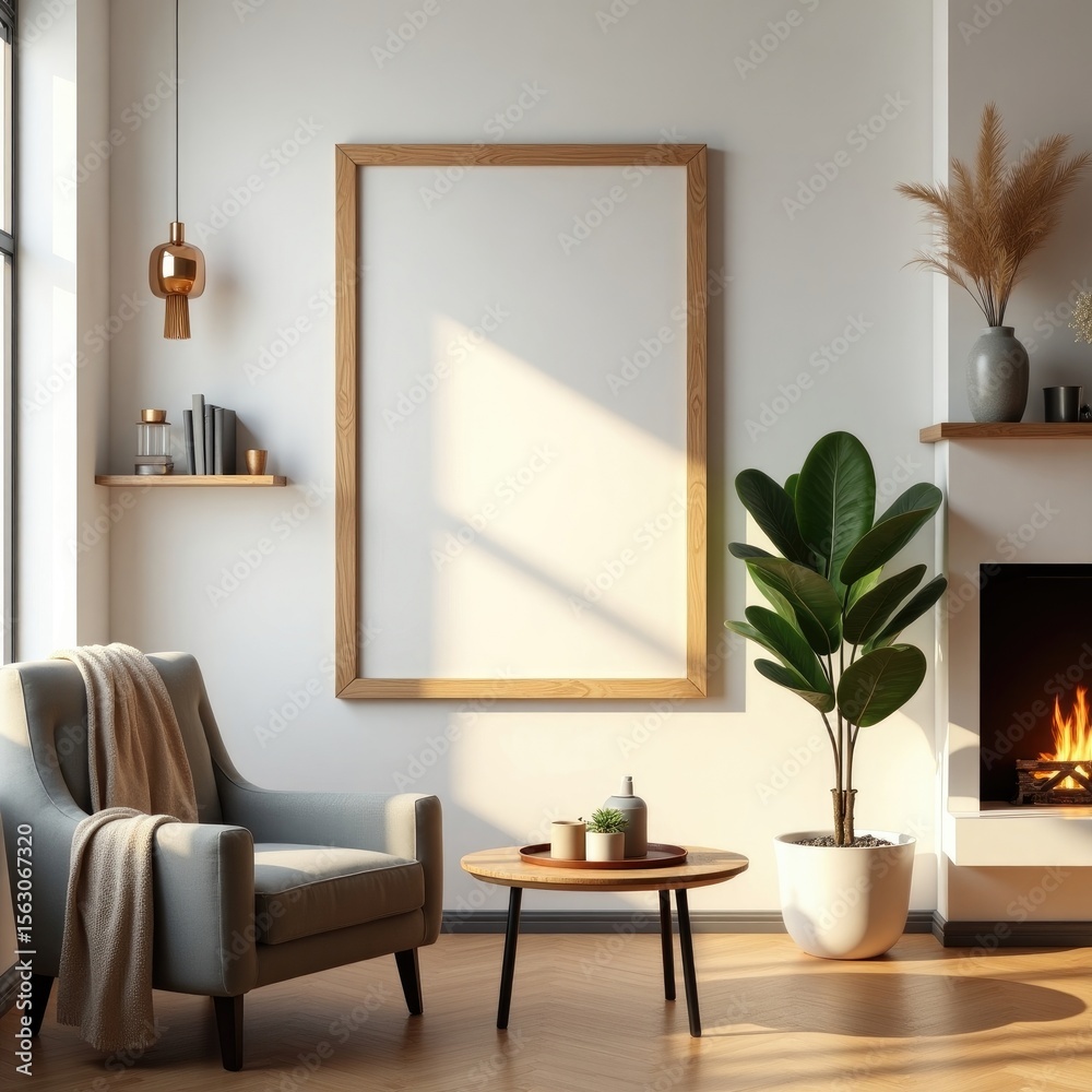 Fototapeta premium Modern Living Room Interior Design Cozy Minimalist Home Decor