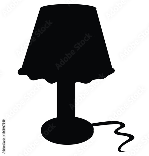 Cute cartoon hand drawn vector table lamp silhouette.