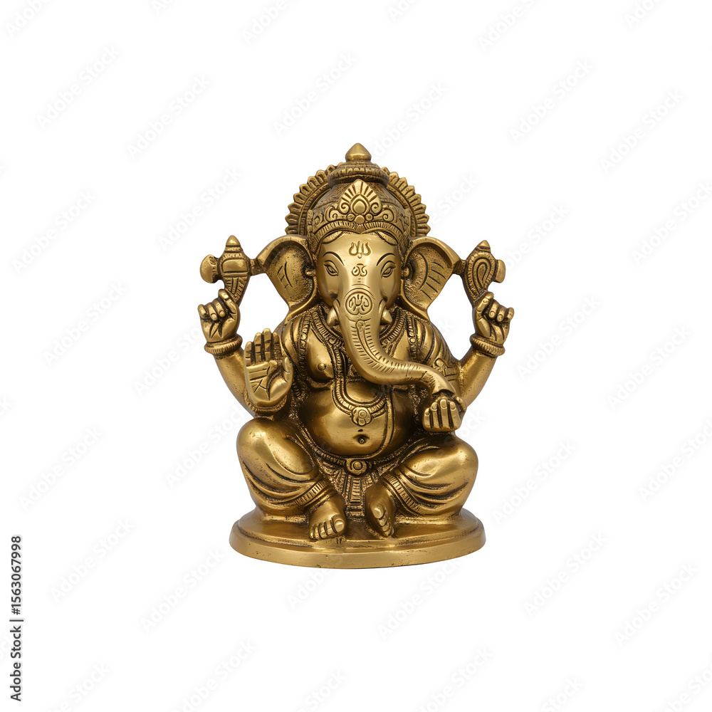Fototapeta premium Antique-looking brass Ganesha idol with an aged finish and detailed carvings
