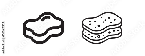 Two stylized sponges for cleaning and washing isolated on white background