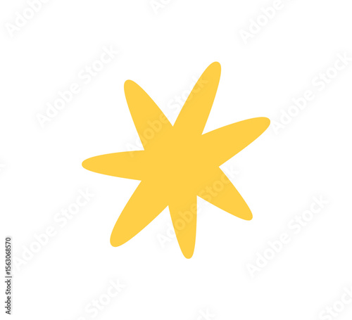 Doodle glitter twinkle star icon. Yellow hand drawn shine star burst symbol. Sketch magic blink. Doodle spark shape icon. Vector illustration on white background.