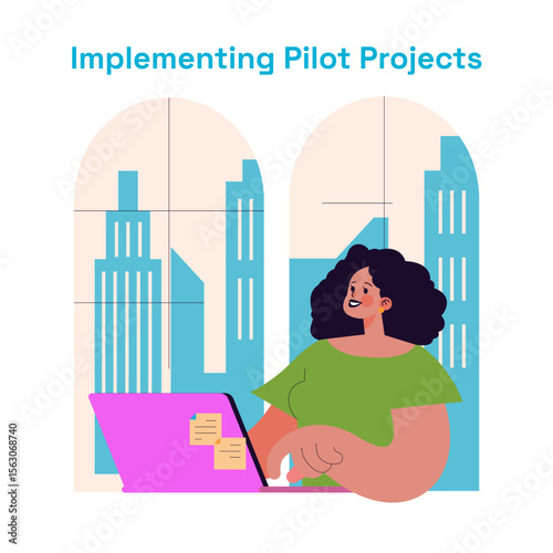 Megapolis Innovation Center. Flat Vector Illustration
