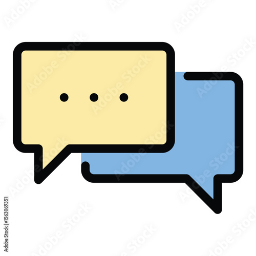 Chat icon flat line style illustration representing messaging and real-time communication, suitable for social media, customer support, and digital interaction platforms