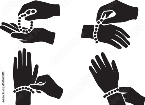 Putting on Bracelet Vector Illustration | Fashion Accessory and Daily Style Concept