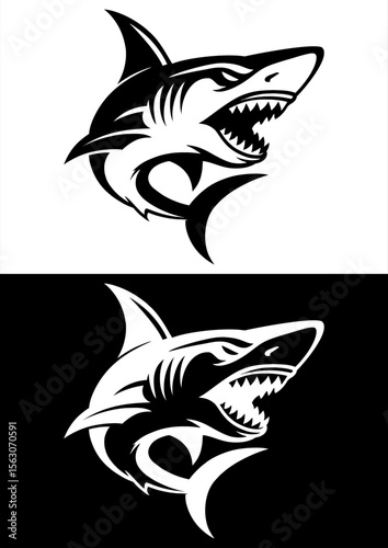 Shark Fish Vector Line Art Design