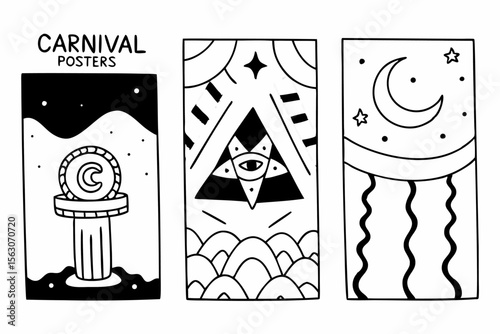 Vibrant Carnival Poster Vector Set with Bold Maximalist Design Elements