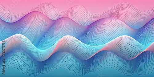 3D Glitter Mesh Waves – Soft Gradient Abstract Landscape with Dots & Lines