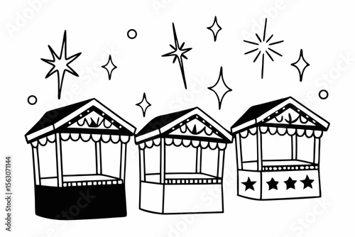 Crystalline Star Bazaar with Glowing Elements Vector Design