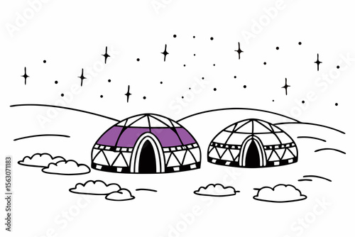 Glowing Nomadic Star Camp Night Scene Vector Banner Design