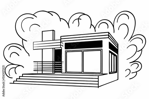 Minimalist Sauna Illustration with Vibrant Steam