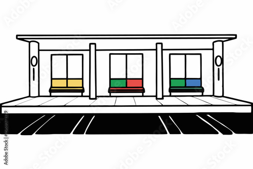 Minimalist Train Platform Vector Illustration with Vibrant Colors