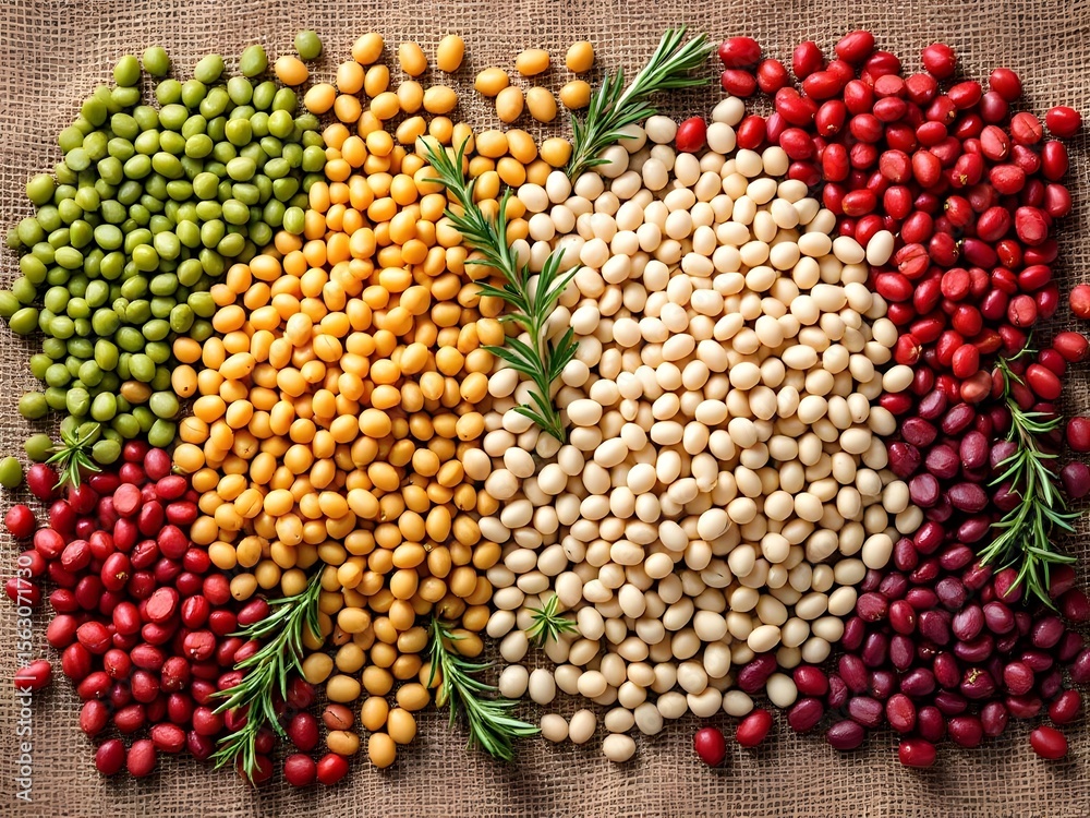 Fototapeta premium Assortment of black, red and white beans