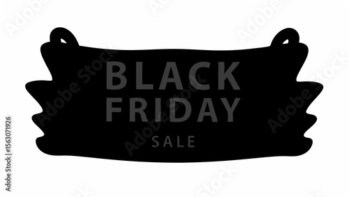 Illustration of a black friday sale sign with a decorative border and text in a dark gray color scheme