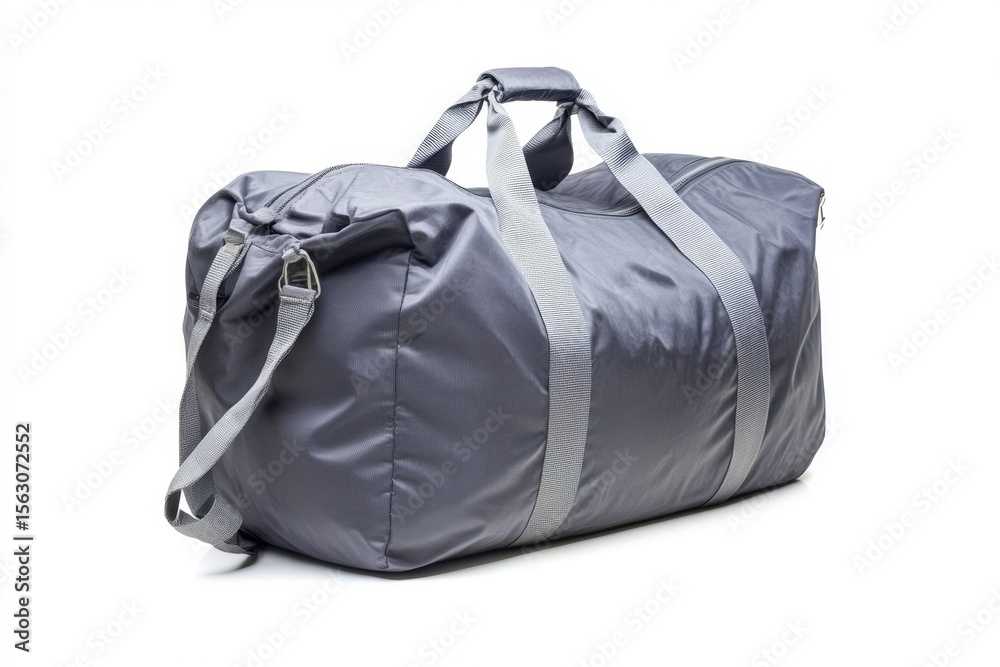 Fototapeta premium Gray Travel Duffle Bag Isolated on White Background