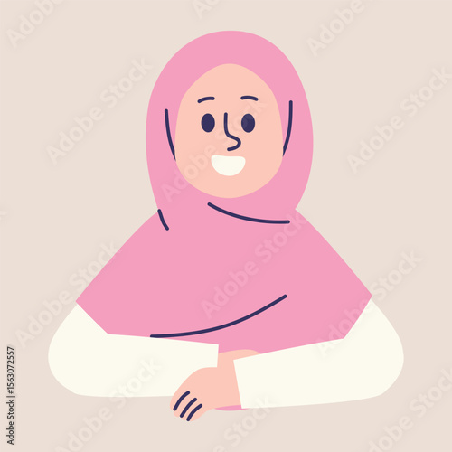 Flat Muslim Woman Peeking Illustration