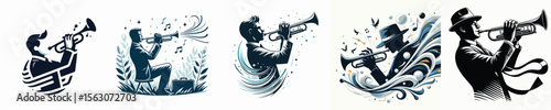 vector image of a person playing the trumpet with a white background