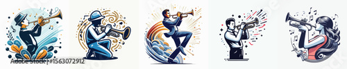 vector image of a person playing the trumpet with a white background