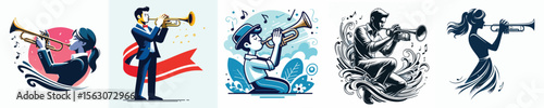 vector image of a person playing the trumpet with a white background