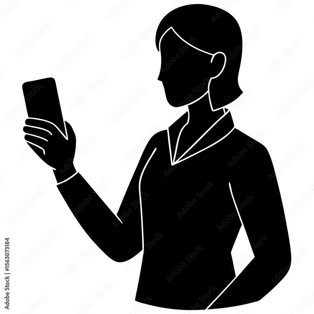 Smartphone in Hand Silhouette Image Smartphone in Hand Silhouette Image