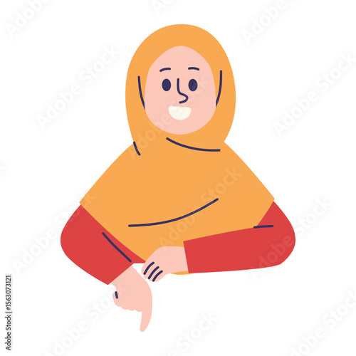 Muslim Woman Pointing Downward Illustration