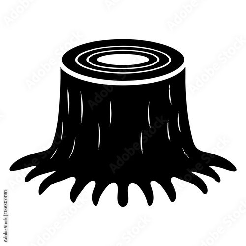 Tree Stump with Rings Silhouette