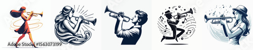 vector image of a person playing the trumpet with a white background