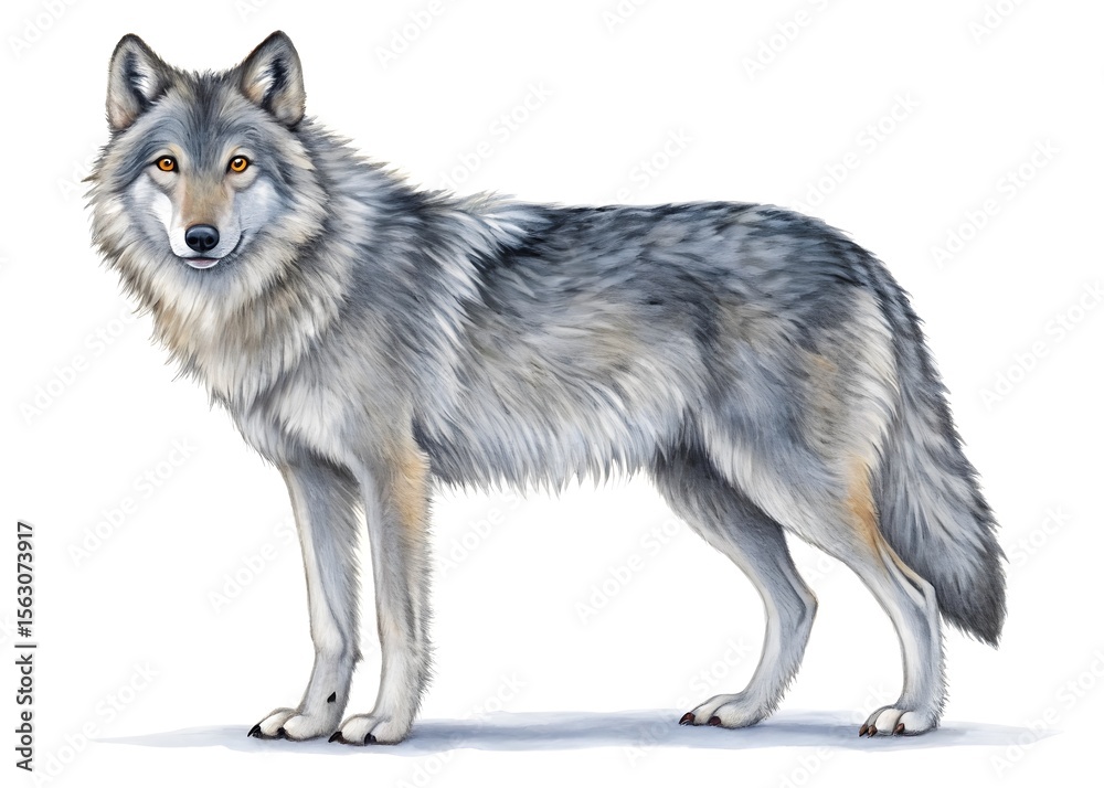 Fototapeta premium Watercolor wolf isolated on white background