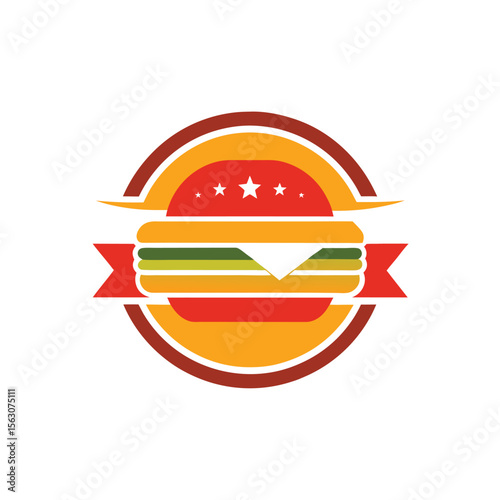 Fast Food Vector logo design - Simple Thin Line Icon, Premium Quality Design Element. Creative burger lettering logo design vector. Label for menu design restaurant or cafe
