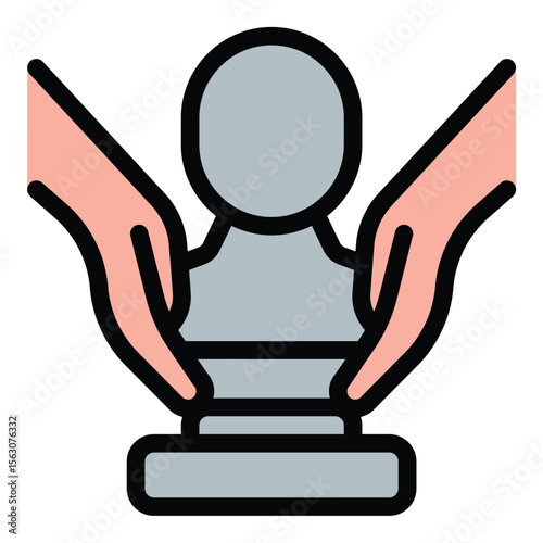 Sculpting icon flat line style illustration representing three-dimensional artistic creation and craftsmanship, suitable for art education, creative projects, and cultural exhibitions