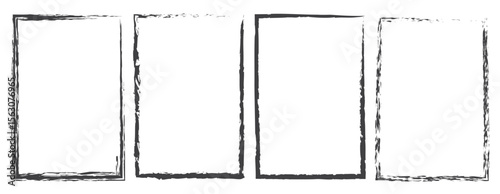 Grunge frame on white background. Old frames with scratched texture. Brush strokes borders. 