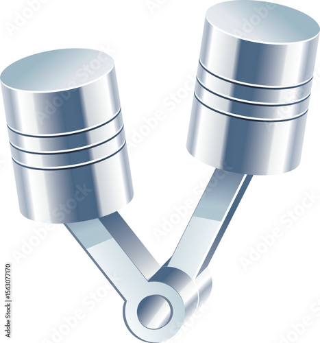 Vector Illustration of Dual Engine Pistons with Crankshaft