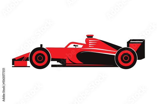 Red racing car isolated on white background