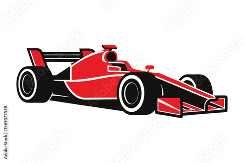 Red racing car isolated on white background