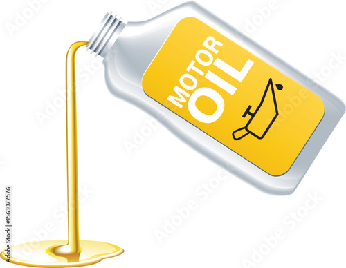 Motor Oil Bottle Pouring – Vector Illustration of Engine Lubricant