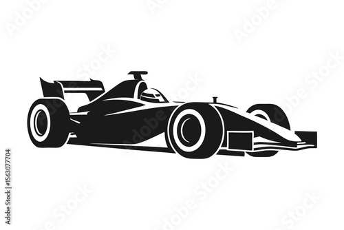 formula one car silhouette on white background