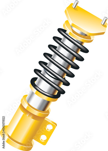 Yellow Coilover Shock Absorber – Car Suspension Vector
