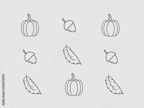 a repeating pattern of outline icons including pumpkins
