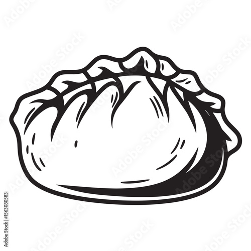 Hand drawn illustration of a delicious filled dumpling asian cuisine food element.