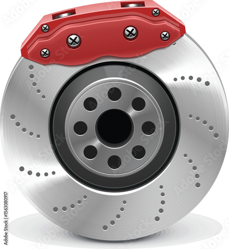 Car Brake Disc with Caliper – Vector Illustration