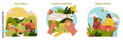 Enjoy Nature Camping, Creative Drawing, Stress-Free Meditation