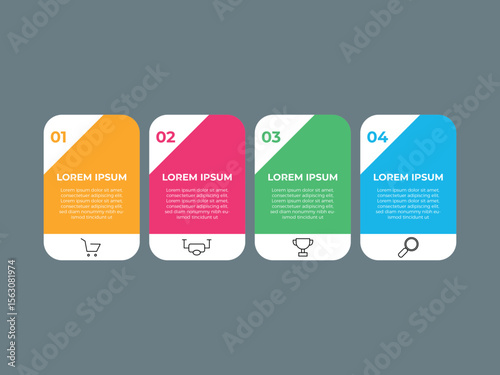 4 Steps business data visualization timeline process infographic template design with icons