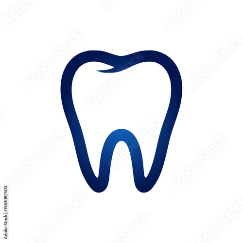 Dental tooth silhouette icon in blue gradient style for oral health concept  