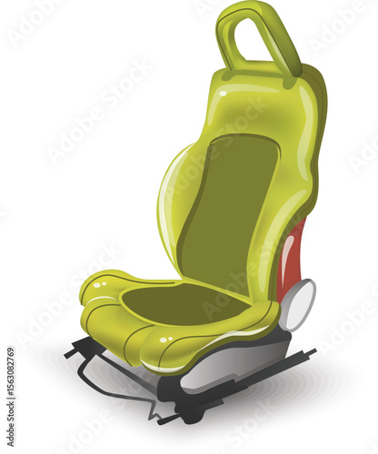 Modern Green Car Seat Vector Illustration with Headrest Design