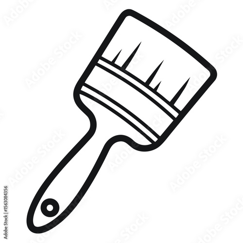 Single Paintbrush with Stroke of Paint – Minimalist Line Art Vector Illustration – Clean Outline Icon for Art Supplies, Creativity, Design Tools, and DIY Craft Projects