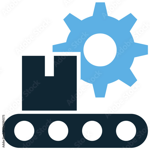 Factory production icon vector, illustrating manufacturing output and industrial processes. Perfect for representing efficiency, volume, and large-scale goods creation.