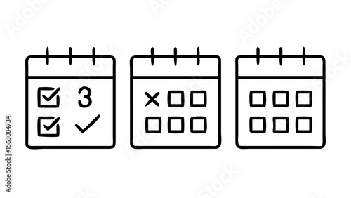 Calendar schedule appointment reminder event date day month planner agenda icon set