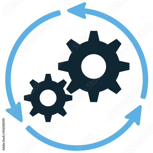Process icon vector, representing workflow, development, and interconnected stages. Perfect for illustrating step-by-step procedures, business models, and operational sequences