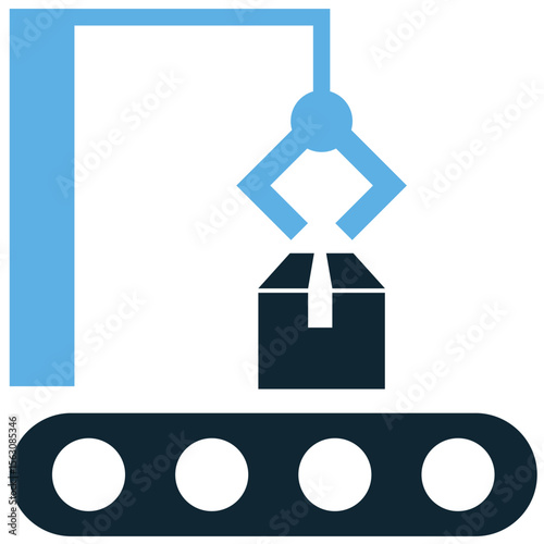 Manufacture machine icon vector, symbolizing industrial production, automation, and technology. Ideal for illustrating factories, assembly lines, engineering, and efficient manufacturing processes.