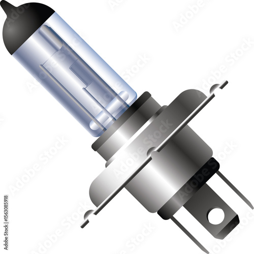 Halogen Car Headlight Bulb Vector Illustration